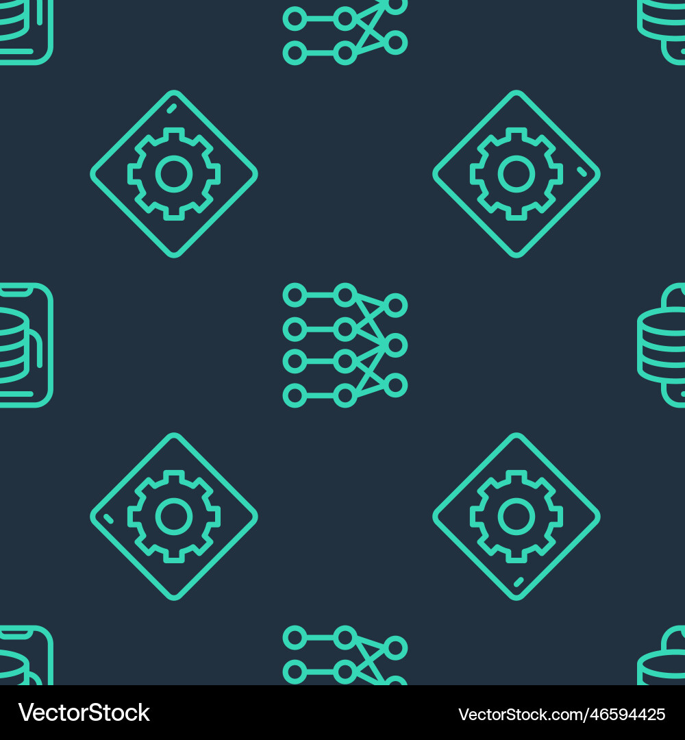 Set line neural network computer api interface Set line neural network computer api interface vector image