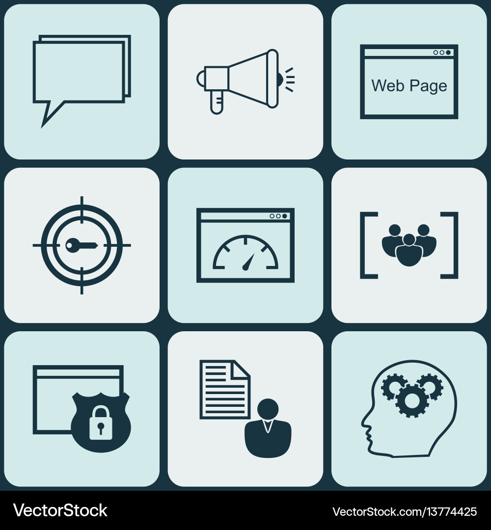 Set of 9 advertising icons includes loading speed Set of 9 advertising icons includes loading speed vector image