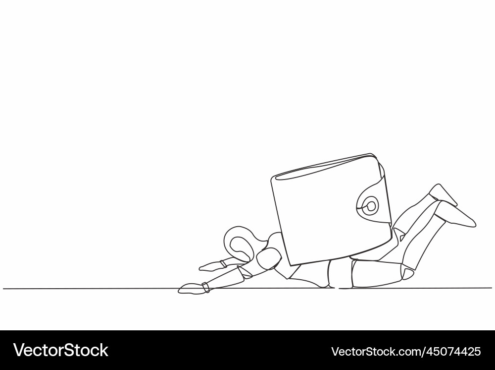 Single continuous line drawing stressed robot Single continuous line drawing stressed robot vector image