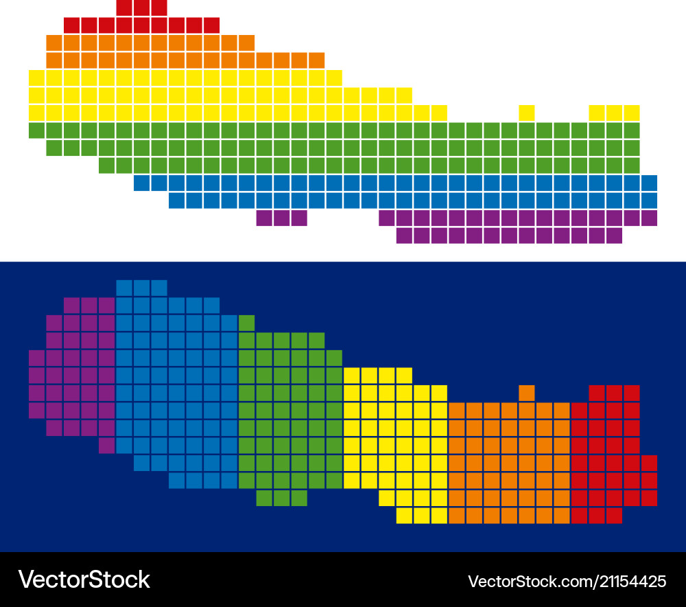 Spectrum pixel dotted nepal map Spectrum pixel dotted nepal map vector image