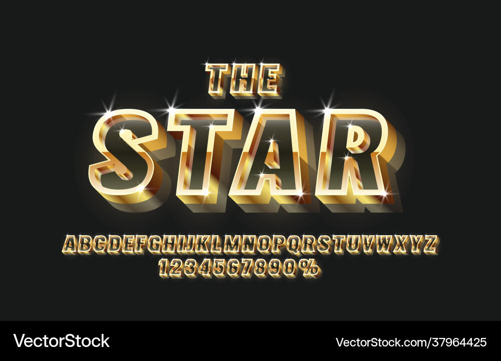 Star font set collection letters and numbers Star font set collection letters and numbers vector image