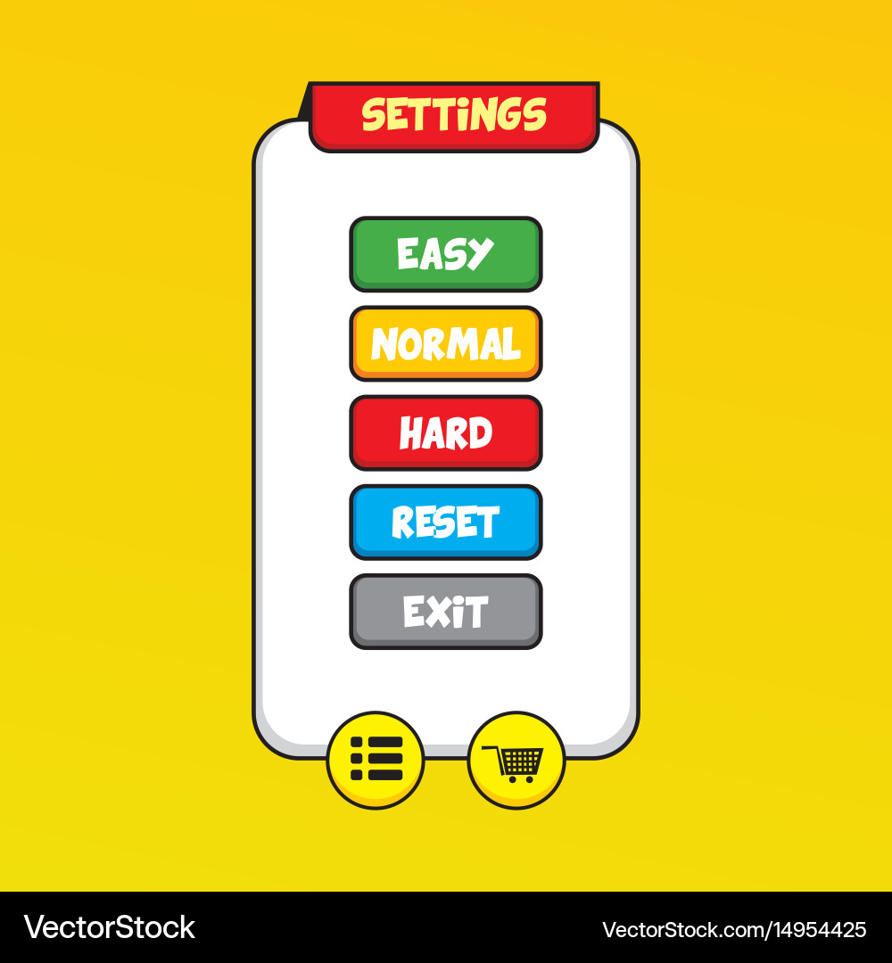 Video game asset menu icon button layer art vector image