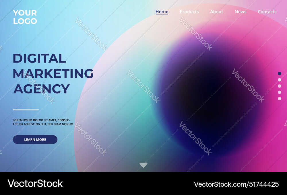 Website landing page template with abstract Website landing page template with abstract vector image