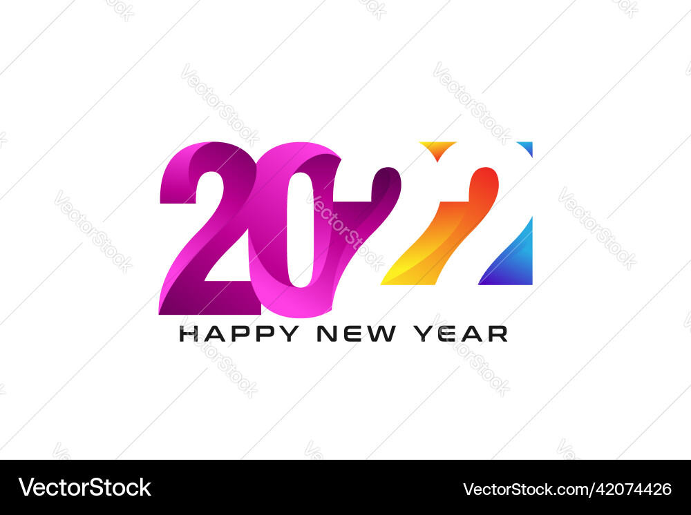 2022 colorful text happy new year Vector Image