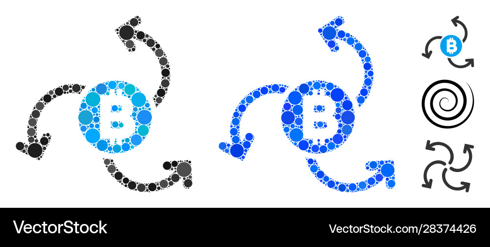 Bitcoin source swirl mosaic icon circles Bitcoin source swirl mosaic icon circles vector image