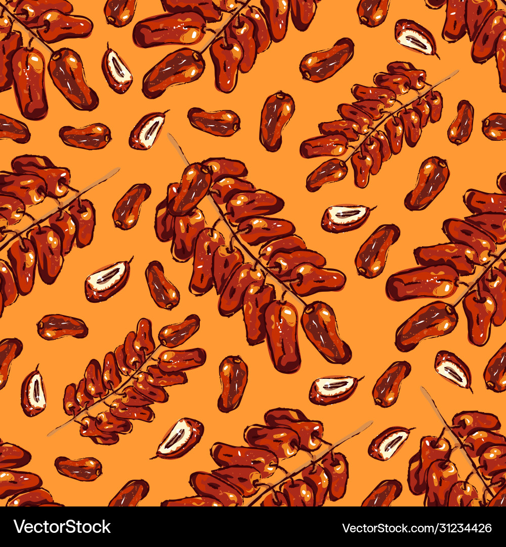 Dates Fruit Branch Pattern vector image