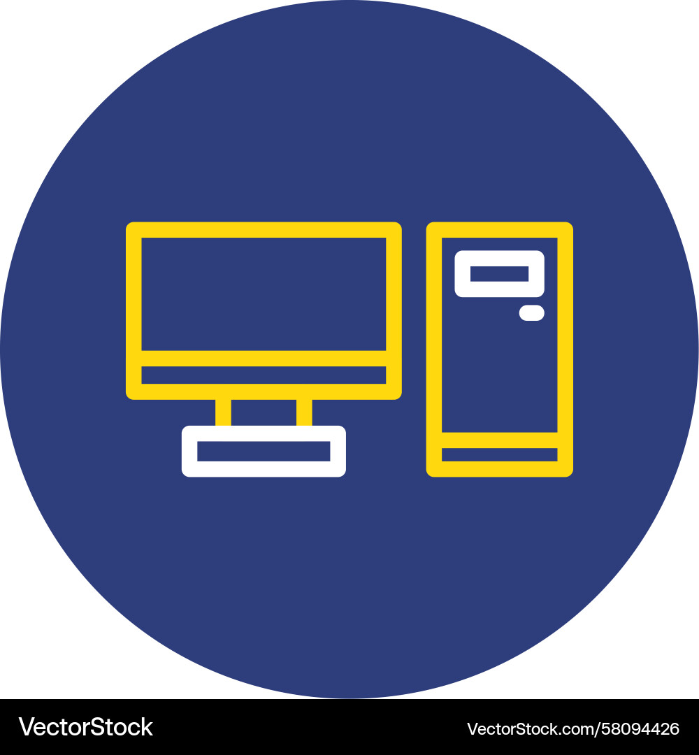 Dual Line Circle Desktop Computer Icon Vector Image