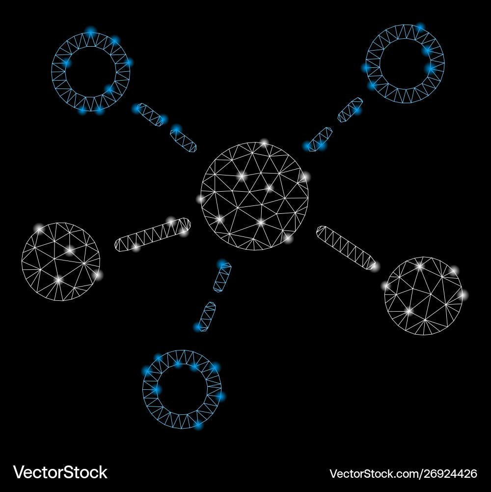 Flare mesh network structure with spots vector image