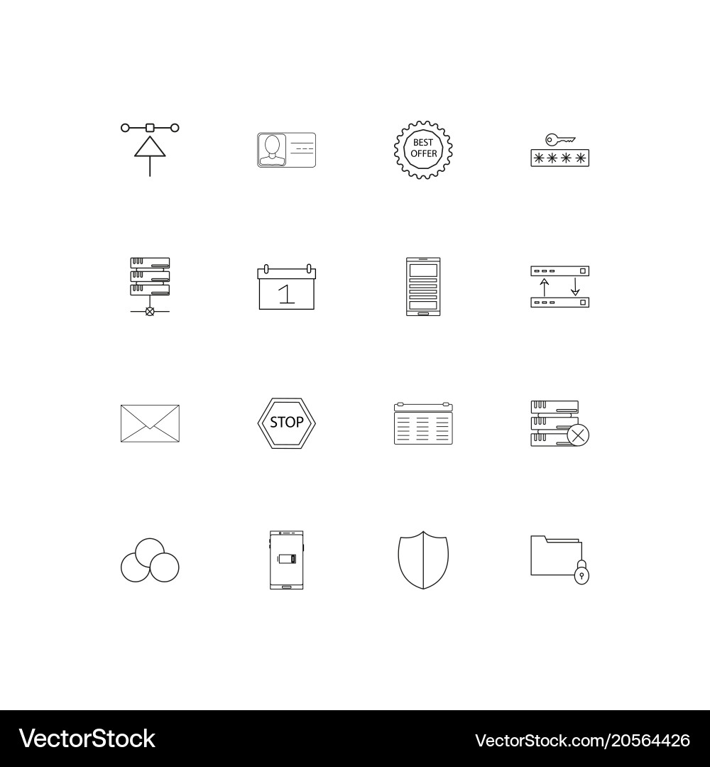 Internet technologies simple linear icons set vector image