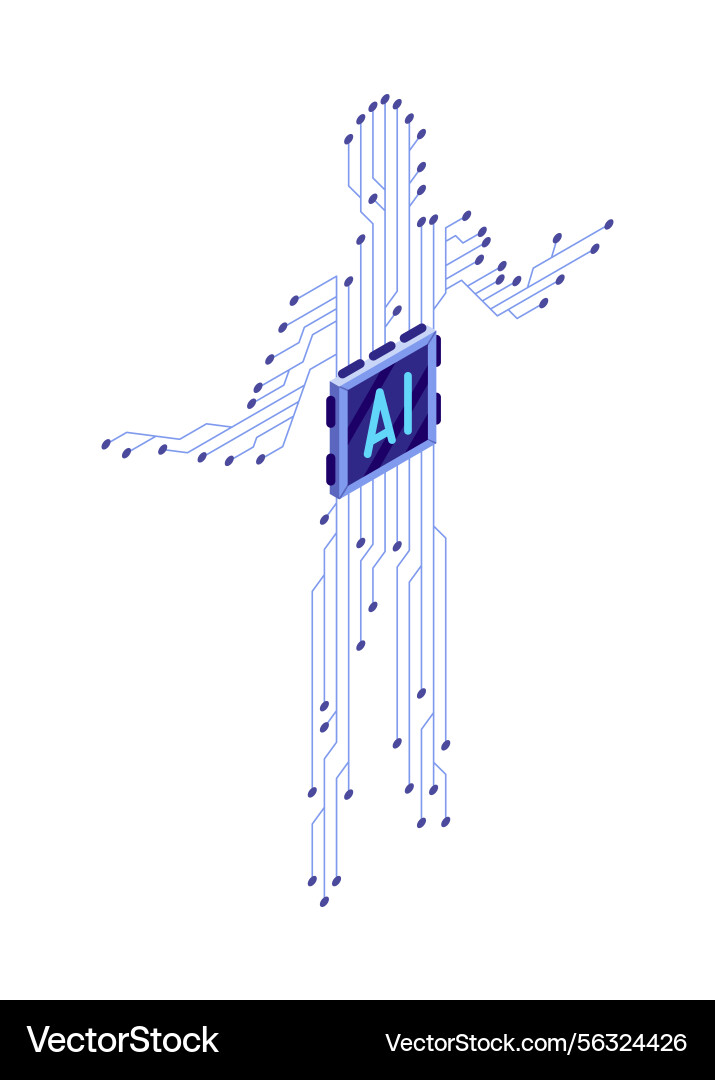 Isometric artificial intelligence icon digital Vector Image
