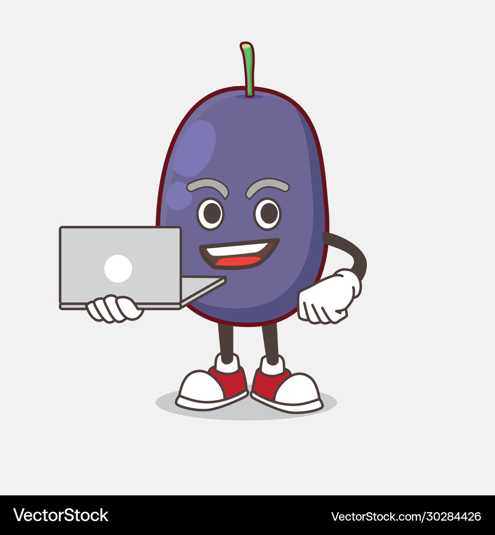 Java plum cartoon mascot character working vector image