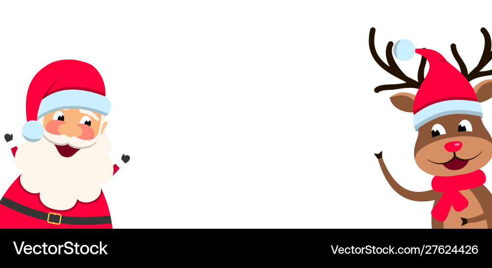 Lustige santa claus und christmas deer mit leer Lustige santa claus und christmas deer mit leer vektorbild