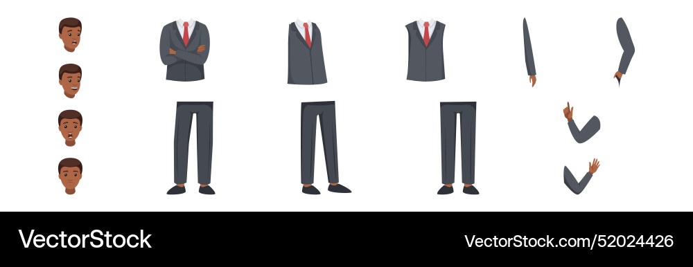 Office man character constructor with separated Office man character constructor with separated vector image