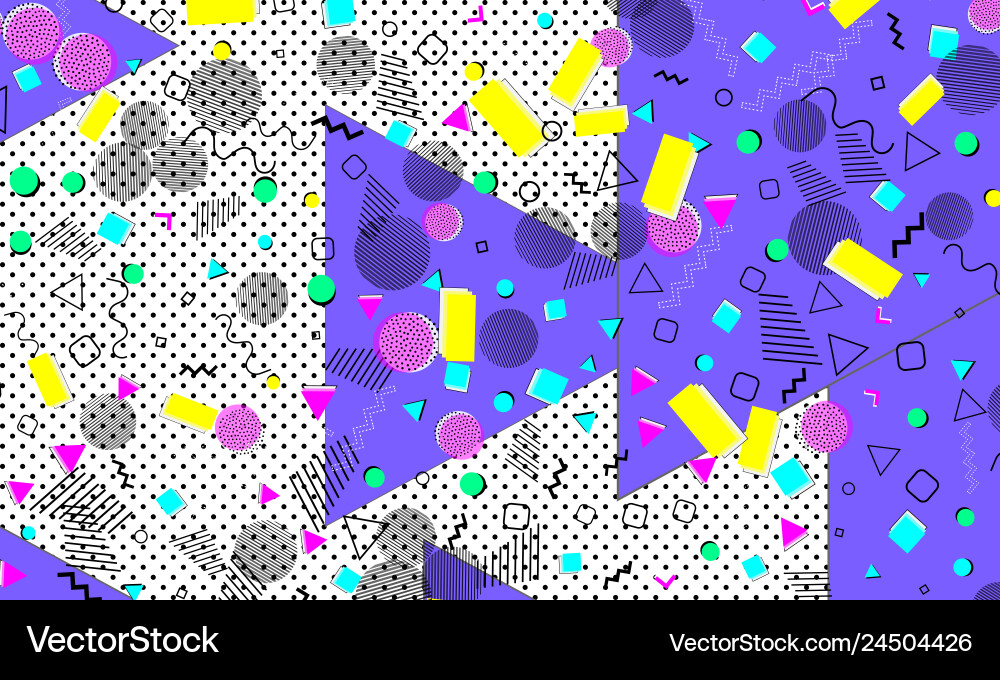 Pop art color background memphis pattern vector image