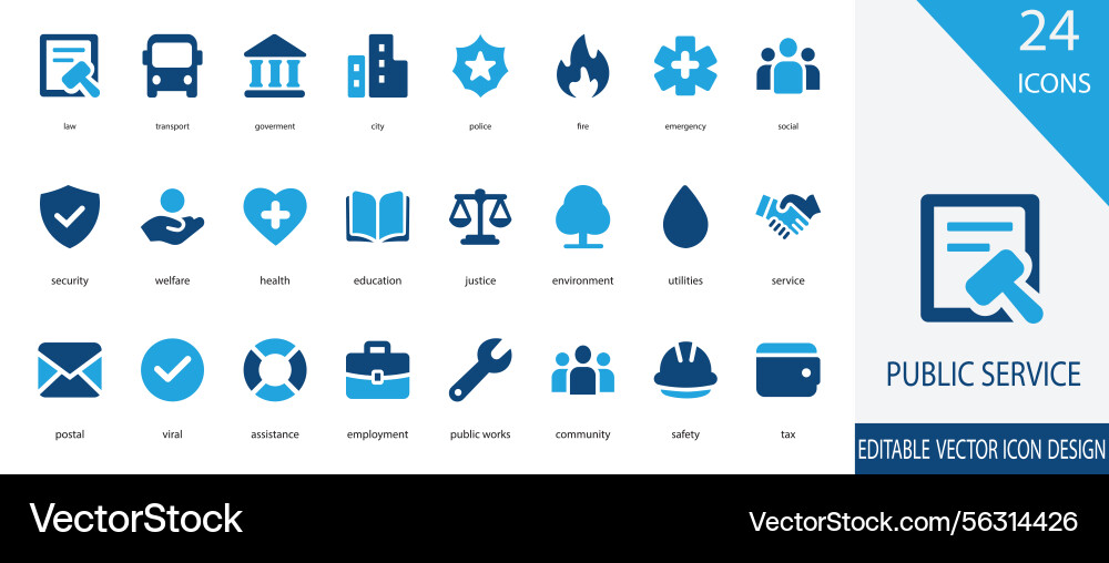 Public service icon set containing security Public service icon set containing security vector image