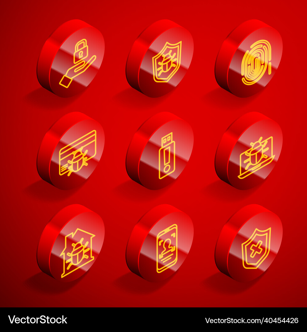Set line lock in hand system bug fingerprint Vector Image