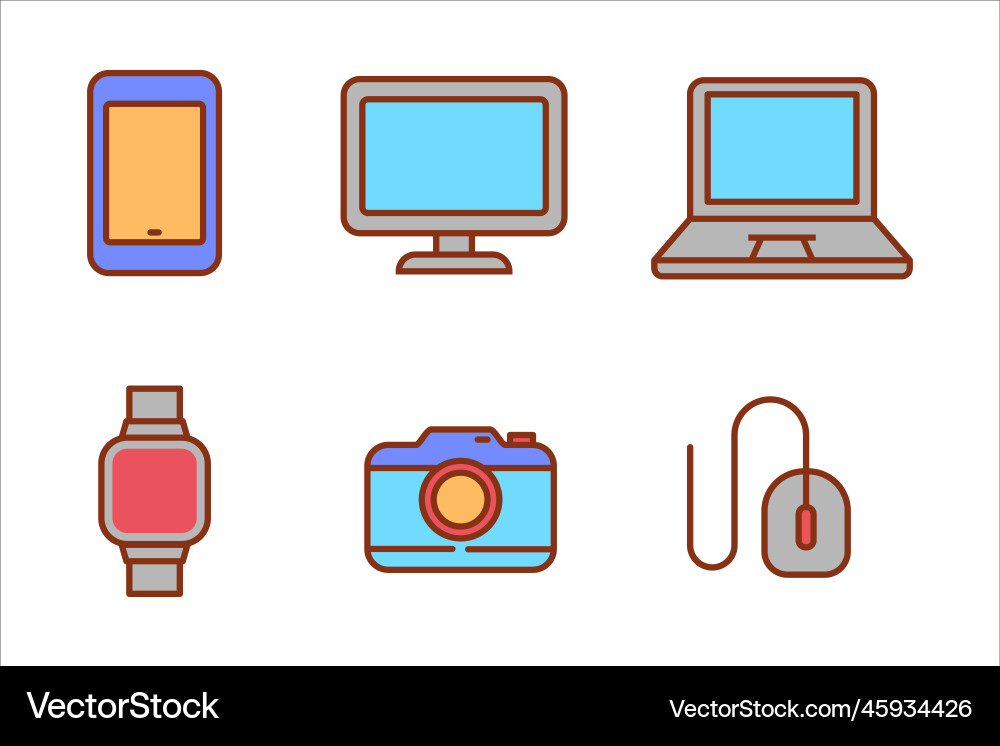 Set of gadget icon with colorful design Set of gadget icon with colorful design vector image