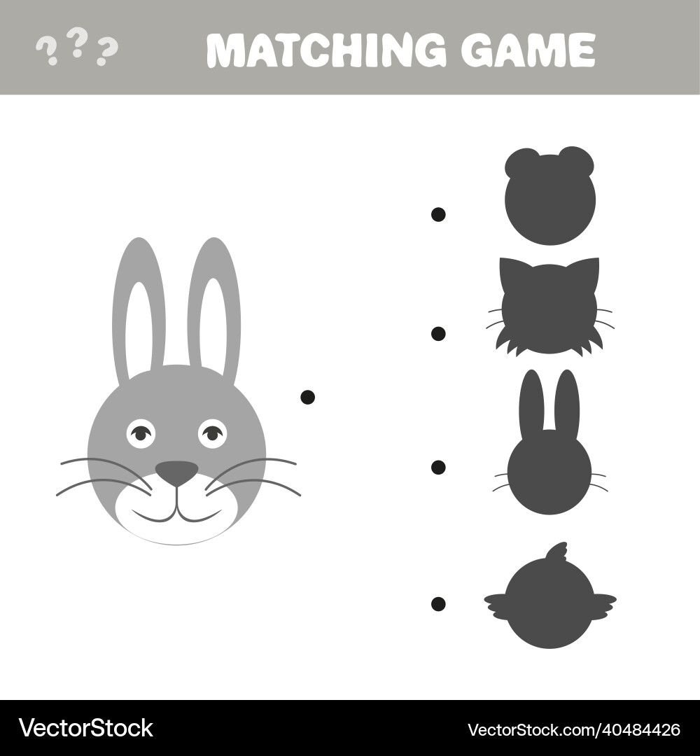 Shadow matching game hare with different shadows Shadow matching game hare with different shadows Vector Image