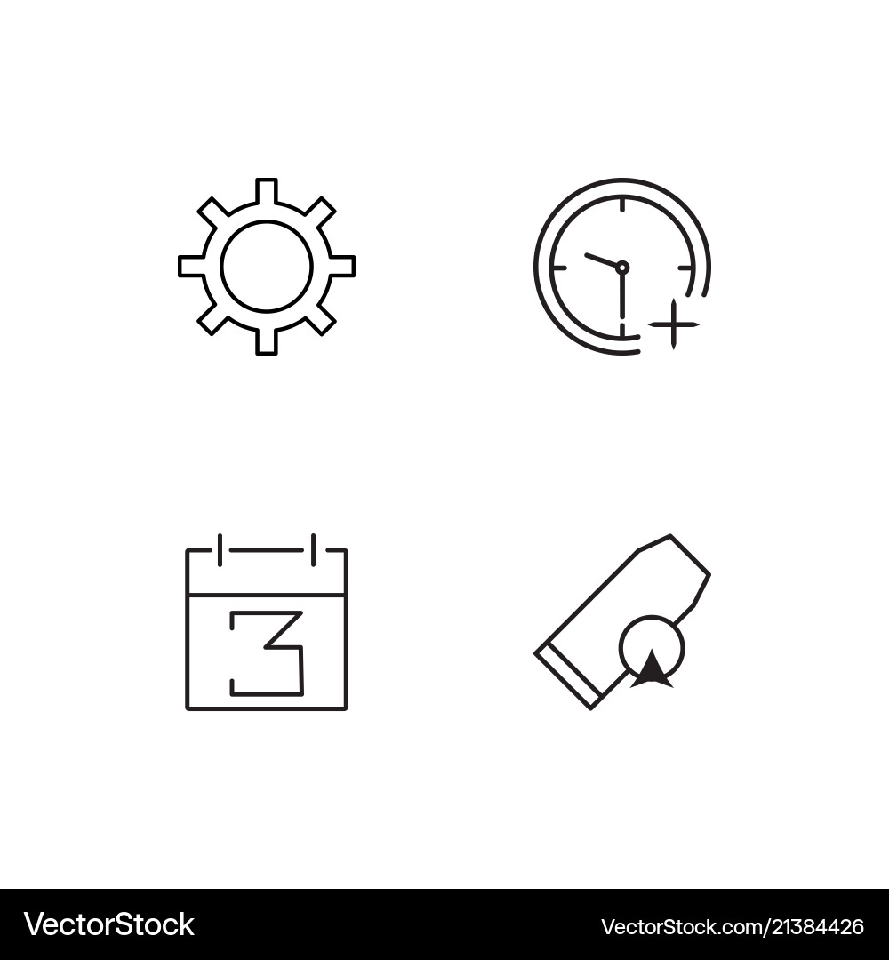 Time linear icons set simple outline vector image