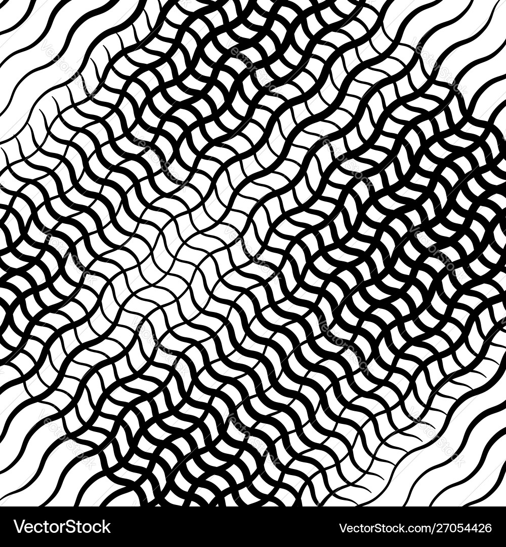 Wavy waving zigzag lines crosshatch grid mesh Vector Image