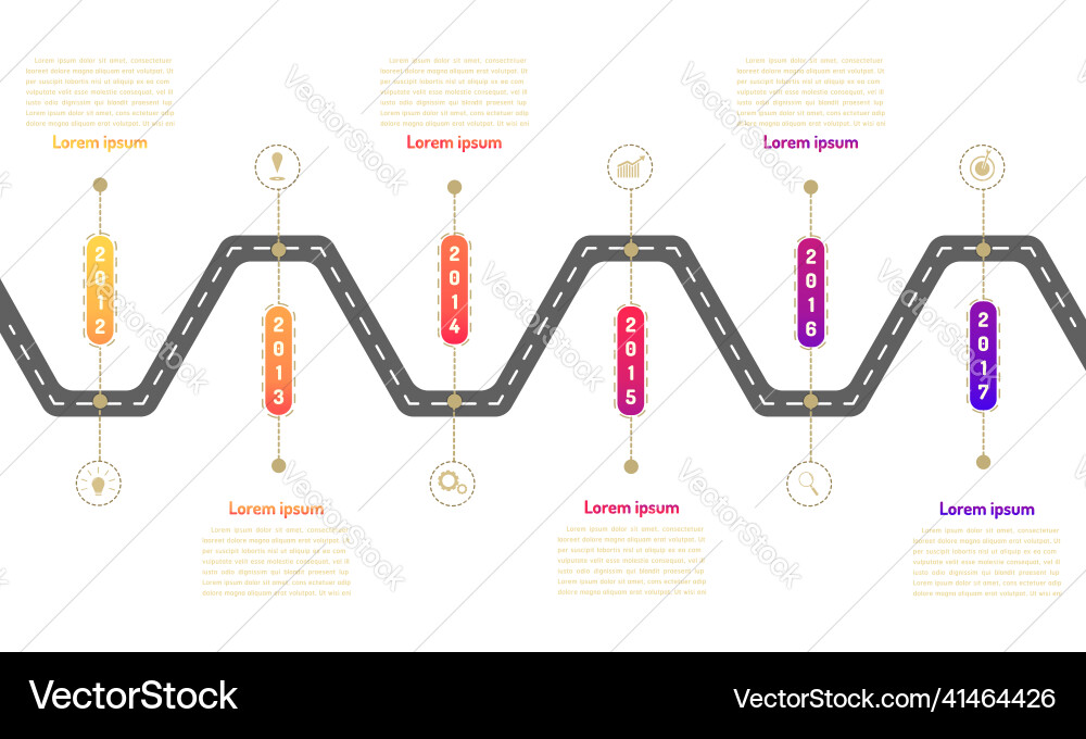 Zig zag way roadmap timeline elements Zig zag way roadmap timeline elements vector image