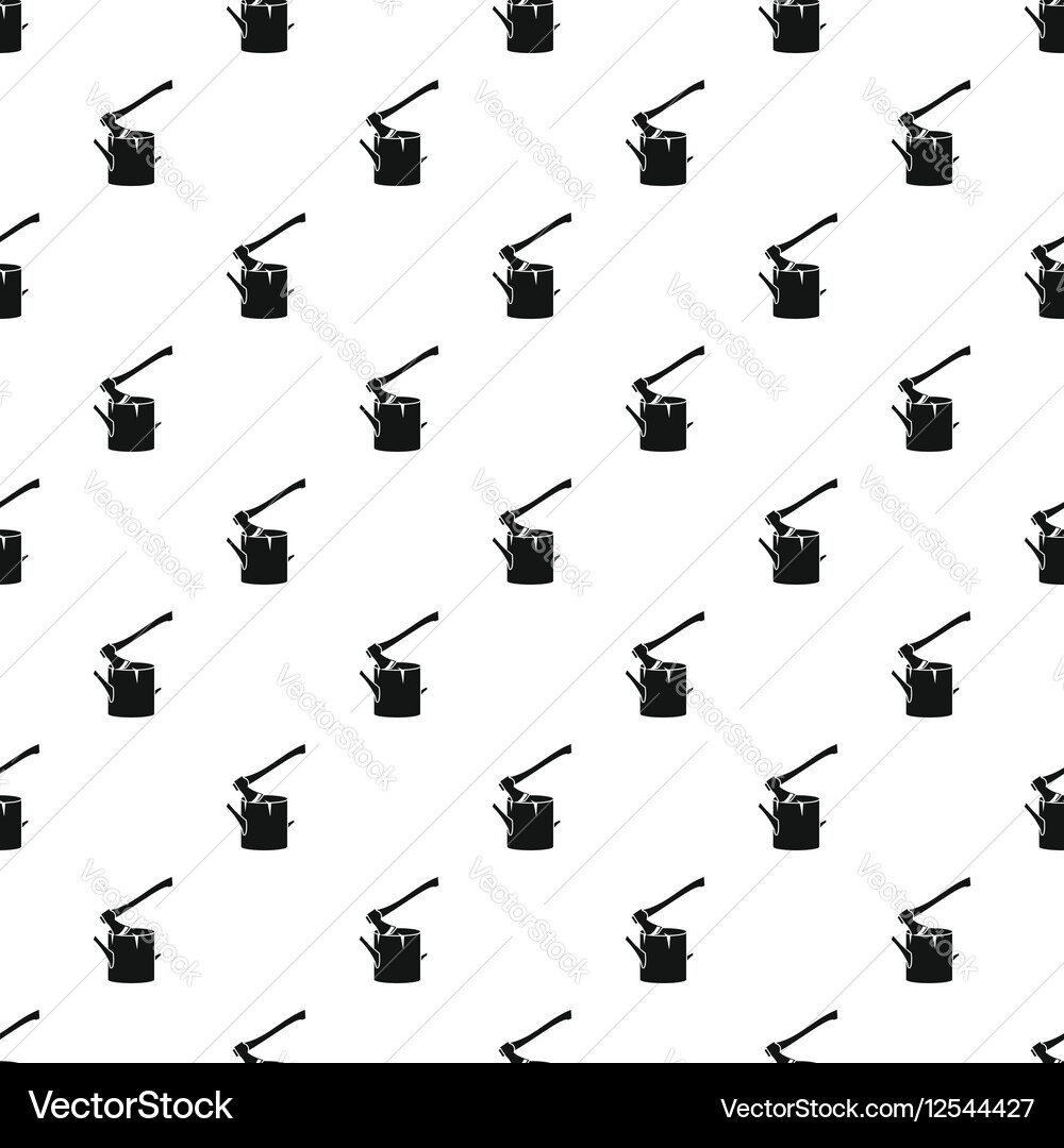 Axe stuck in a tree stump pattern simple style vector image