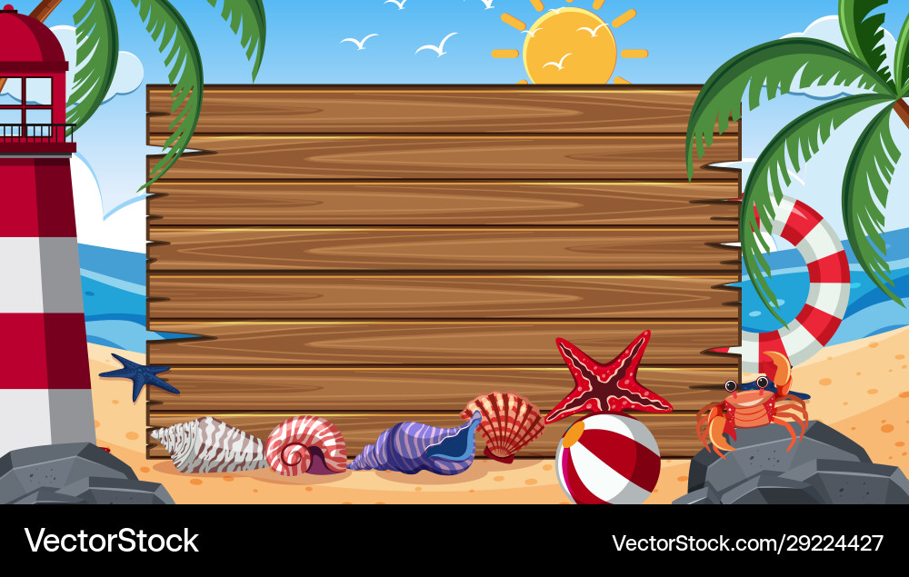 Border template with summer theme in background Border template with summer theme in background vector image