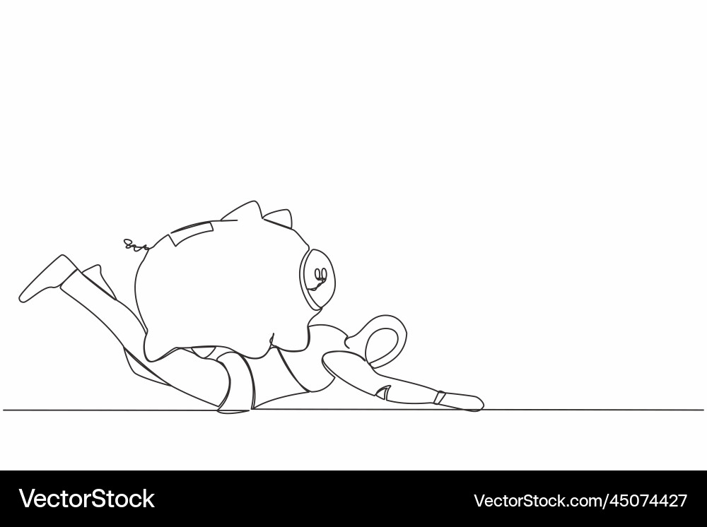 Continuous one line drawing stressed robot under vector image
