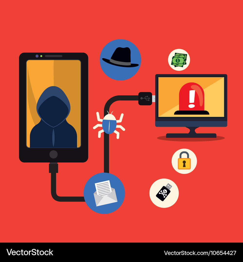 Cyber security system and media design Vector Image