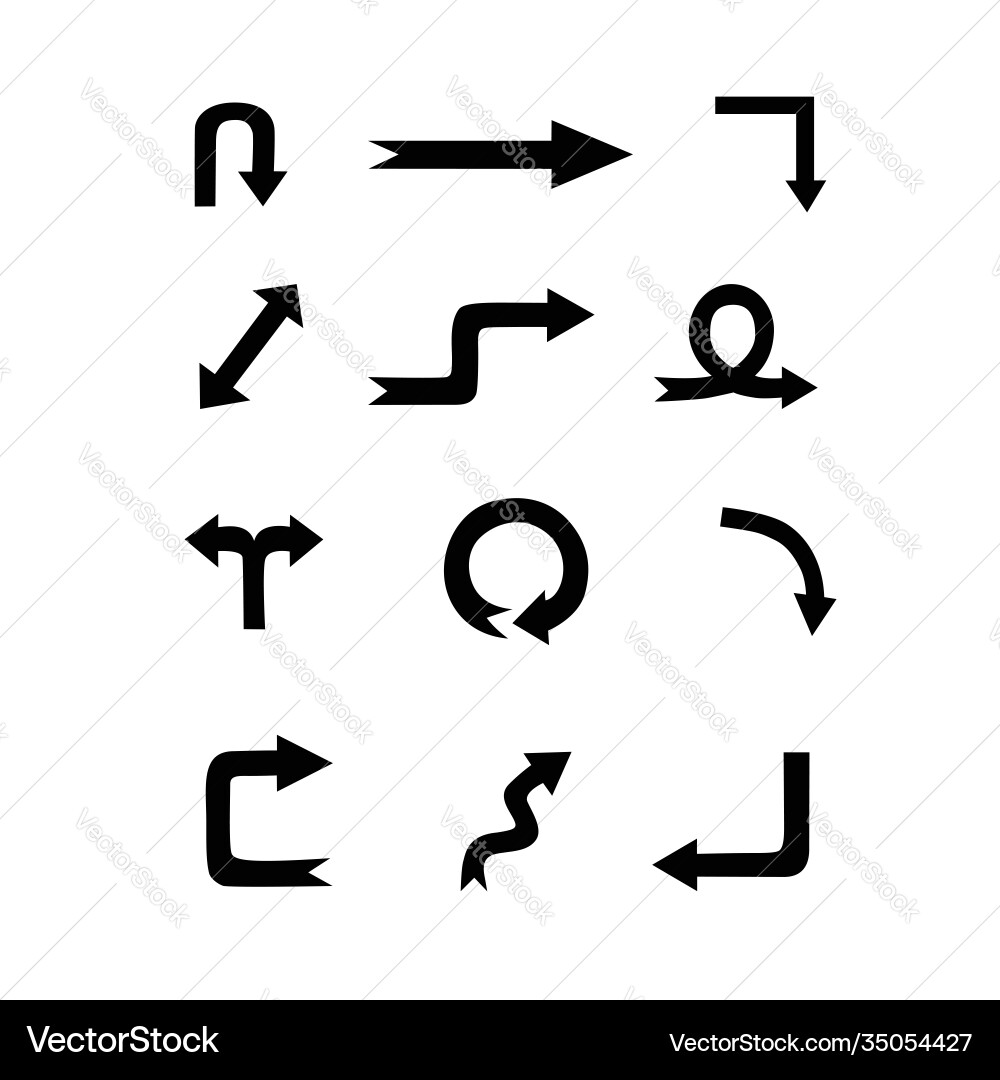 Einfache handgezeichnete schwarze Pfeile Einfache handgezeichnete schwarze Pfeile Vektorbild