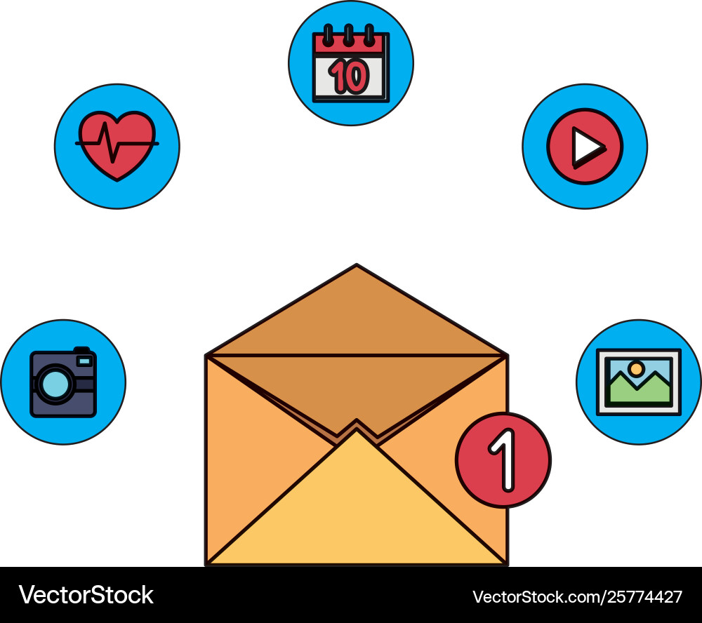 Envelope mail with counter and apps menu Envelope mail with counter and apps menu vector image
