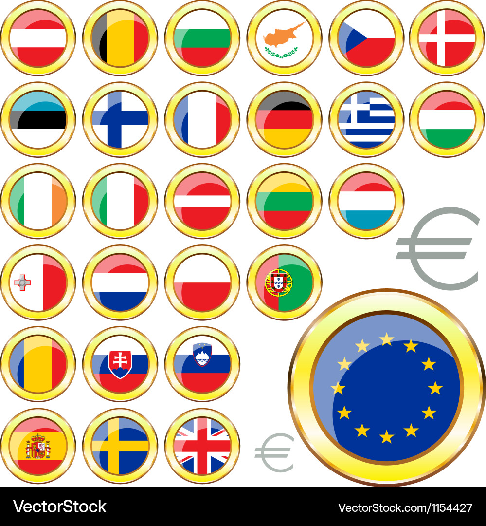 European Union Flags Buttons vector image