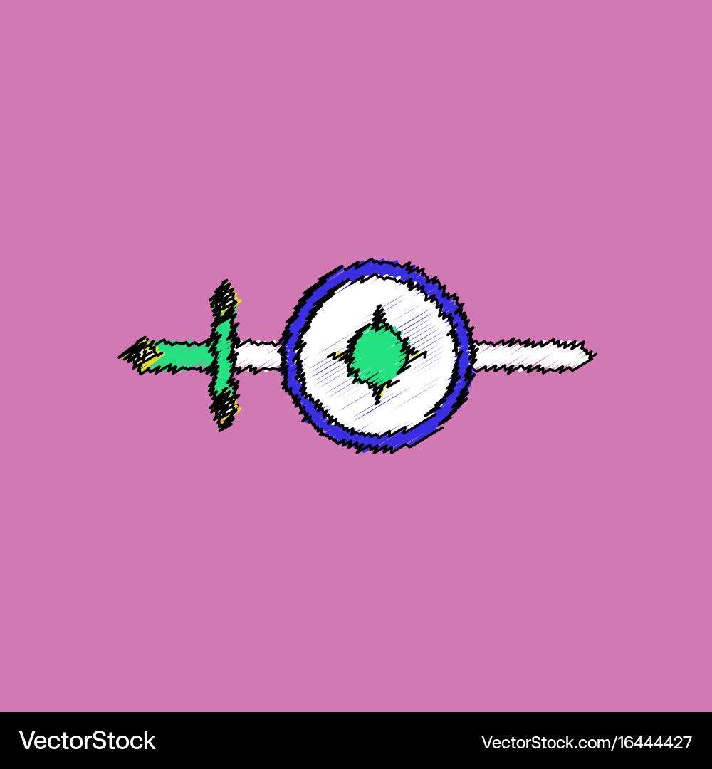Flat shading style icon sword and shield Vector Image