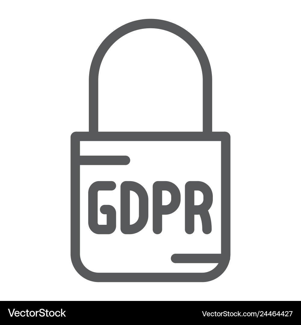 Gdpr lock line icon access and secure padlock Vector Image