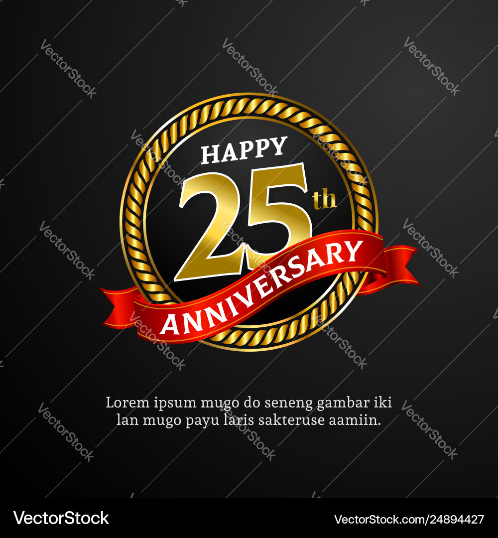 Happy 25th anniversary medal logo badge design Happy 25th anniversary medal logo badge design vector image