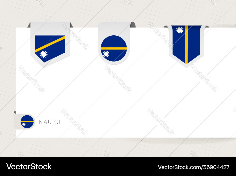 Label flag collection nauru in different shape vector image