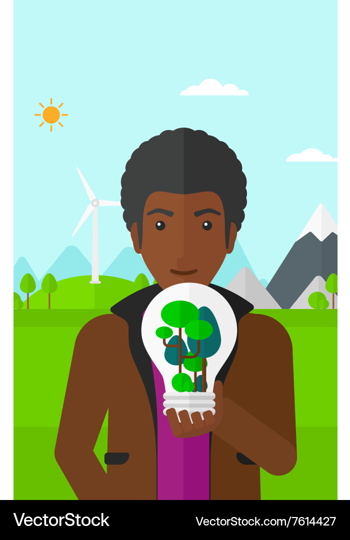 Man with lightbulb and trees inside vector image
