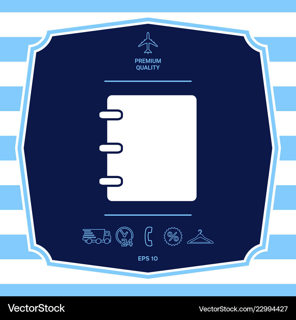 Notebook address phone book icon with blank Notebook address phone book icon with blank Vector Image