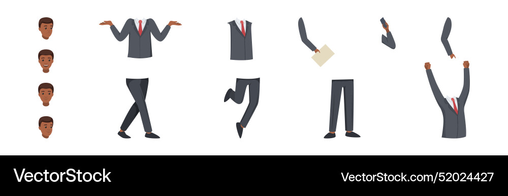 Office man character constructor with separated Office man character constructor with separated vector image