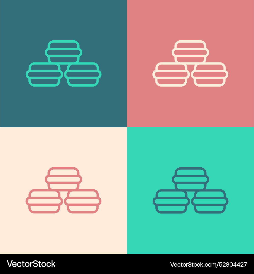 Pop art line macaron cookie icon isolated Pop art line macaron cookie icon isolated vector image