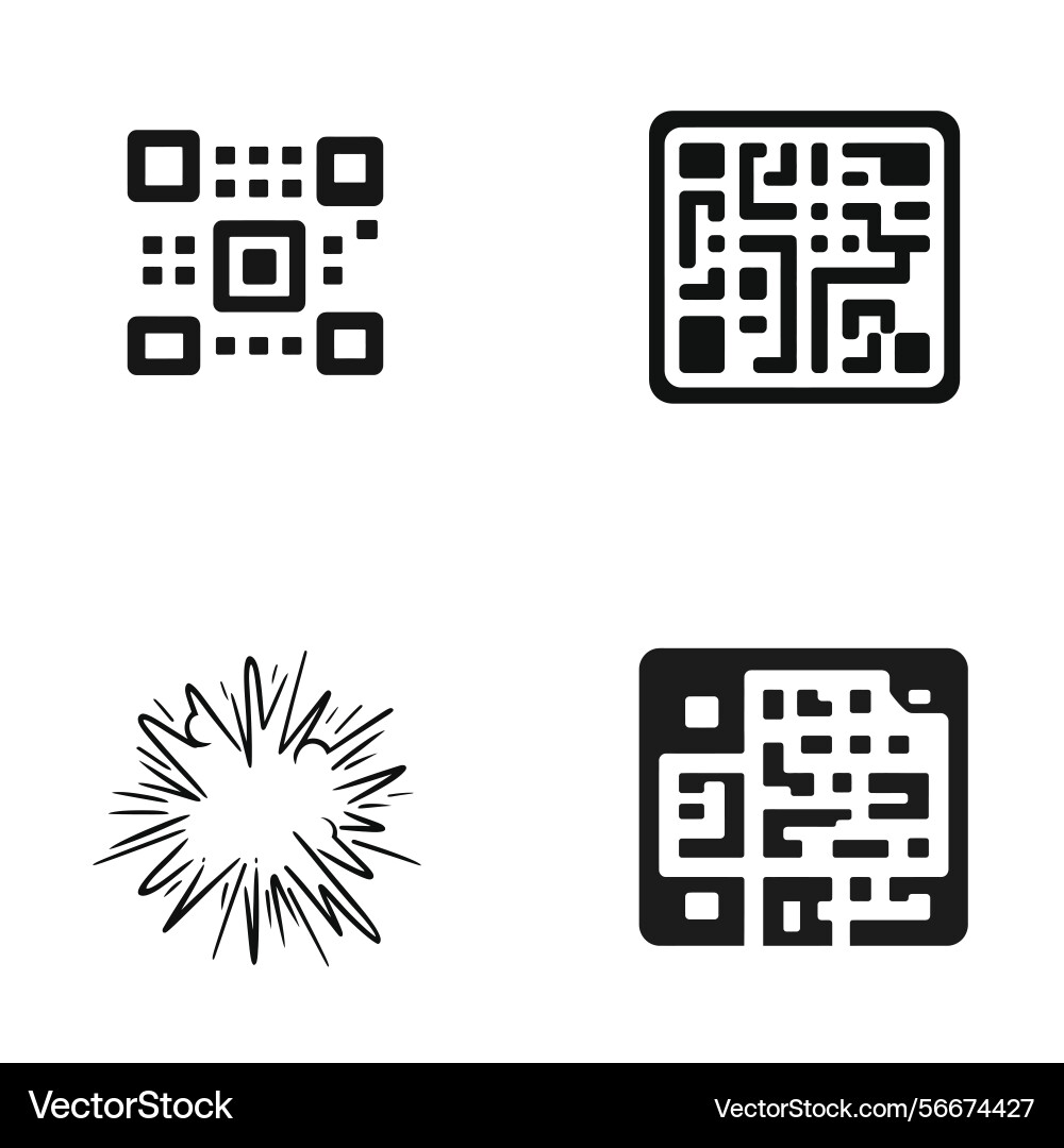 Qr codes burst design elements distinct shapes vector image