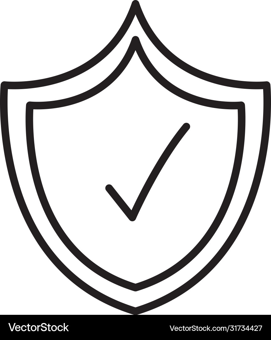 Security shield with check mark icon line style Security shield with check mark icon line style vector image