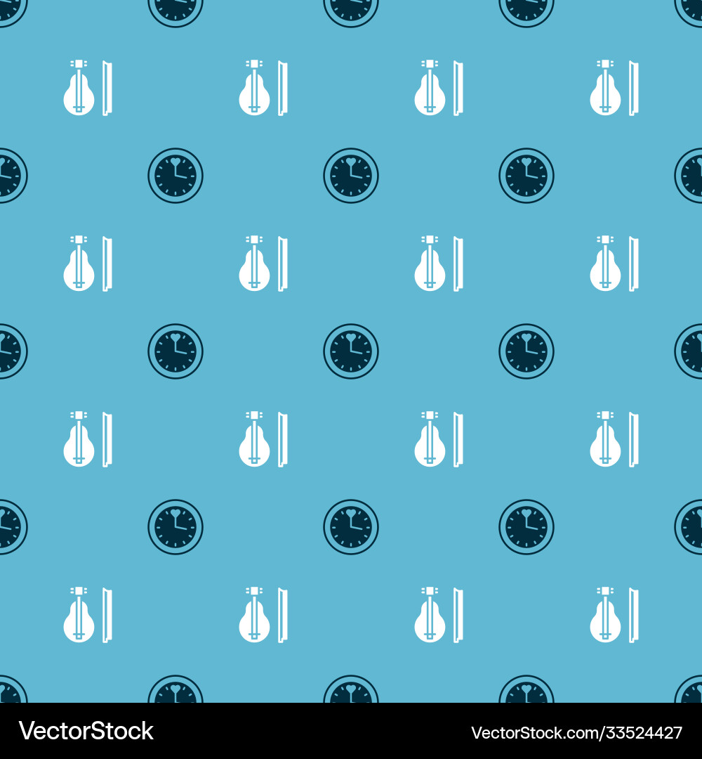 Set clock and violin on seamless pattern Set clock and violin on seamless pattern Vector Image