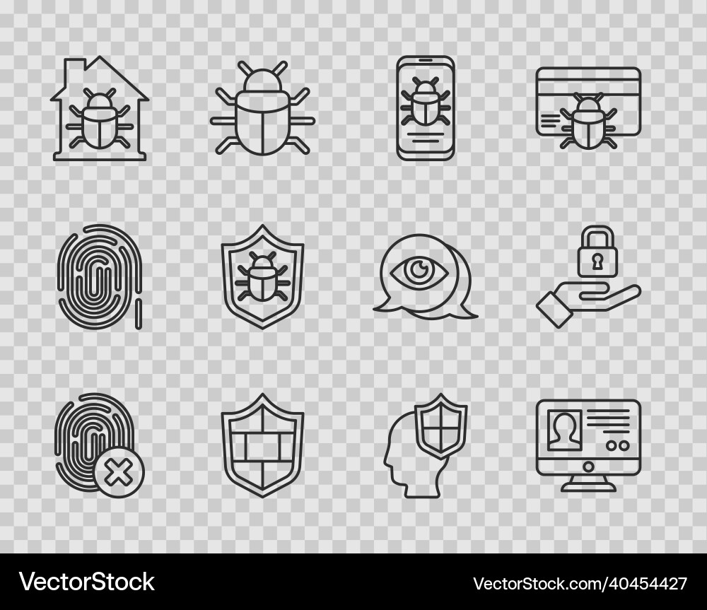 Set line cancelled fingerprint create account Set line cancelled fingerprint create account vector image