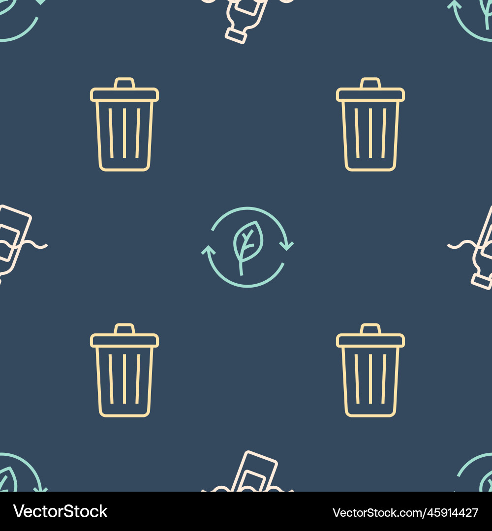 Set line the problem of pollution trash can Set line the problem of pollution trash can vector image