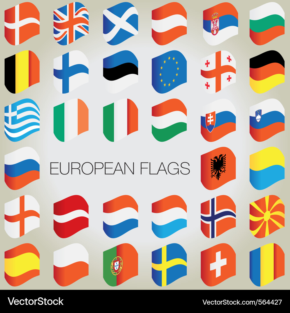 Set of flags with waves for your design vector image