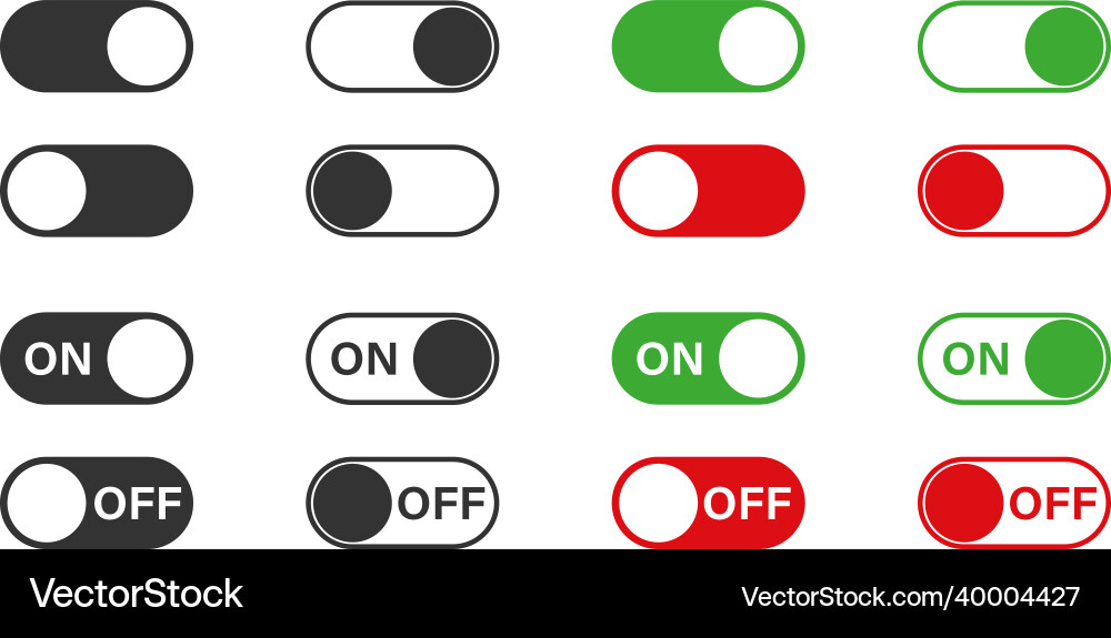 Switch toggle buttons on and off icons set vector image