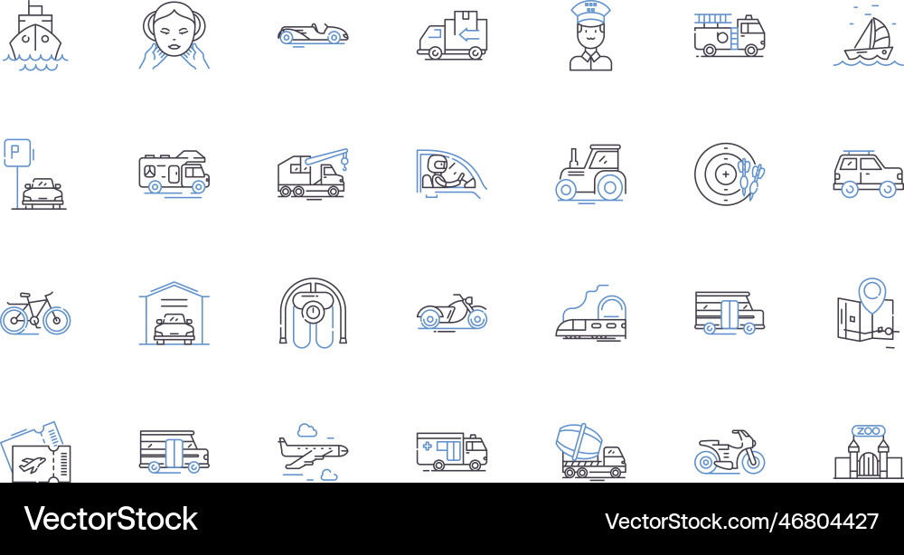 Transit line icons collection commute Transit line icons collection commute vector image