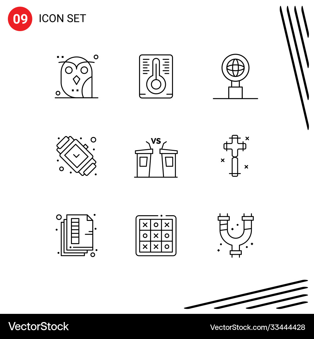 9 universal outlines set for web and mobile Vector Image