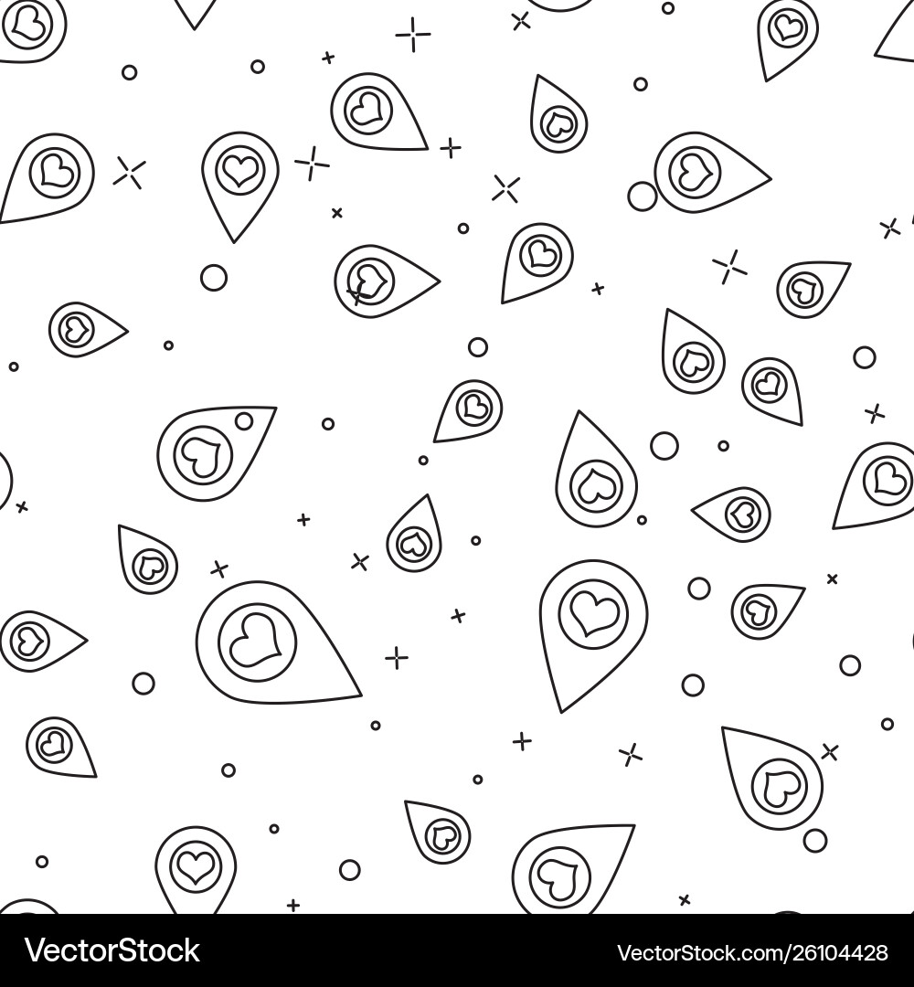 Black line map pointer with heart icon isolated Black line map pointer with heart icon isolated vector image